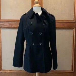 Michael Kors Heavy Wool Double breasted pea coat jacket, Black